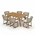 Christopher Knight Home 7 Piece Outdoor Dining Set, 69" Acacia Wood Patio Table with 6 Light Brown Wicker Chairs and Beige Cushions, Teak Finish Dining Table Set for Backyard Garden Porch Deck