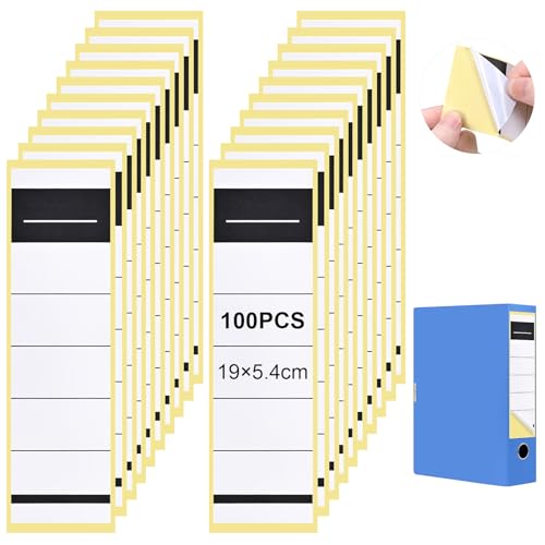 Szaboviktoria 100 Stück Ordnerrücken Selbstklebend,19 × 5.4 cm Ordner Etiketten Selbstklebend für 8 cm Breit Ordner,Für Bibliothek, Büro, Archivierung