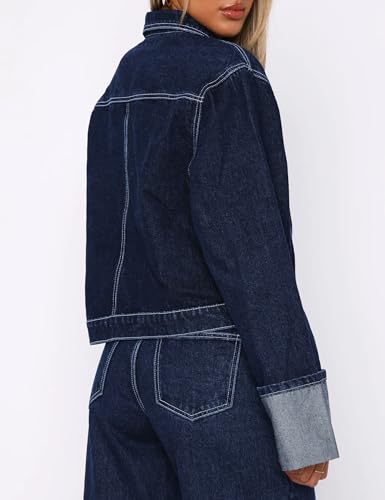 Women's Denim Jacket Long Sleeve Button Down Jean Jacket Women with Pockets2