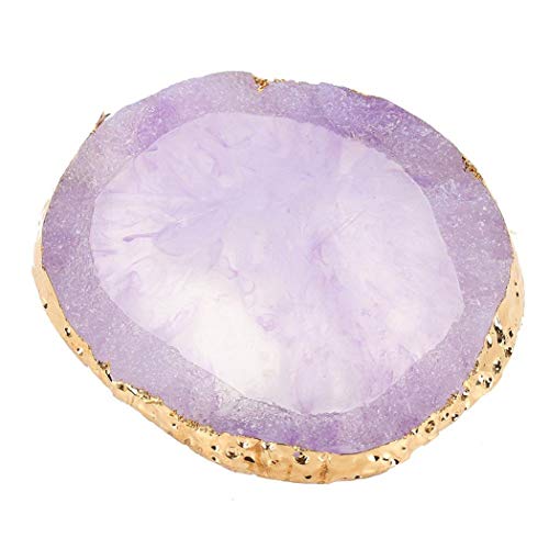 MISUD Resin Stone Nail Art Palette, Nail Polish Cosmetic Palette Golden Edge Pigment Mixing Plate Paint Drawing Color Dish Manicure Nail DIY Tool (Purple)