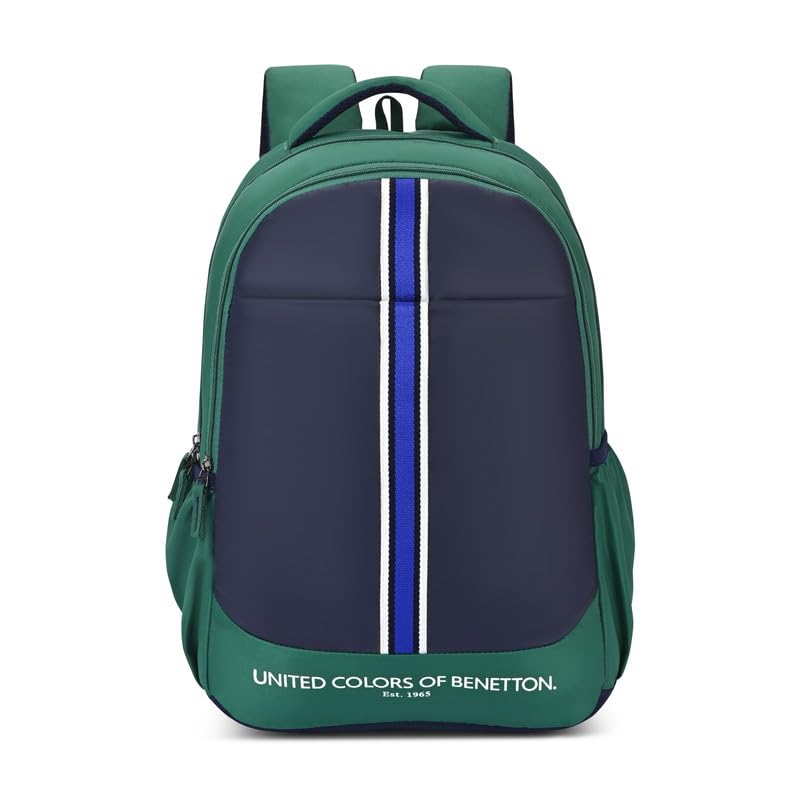 Unisex Laptop Backpack SONIC - Dark Green+Navy | Dual-Compartment Storage & Sporty Webbing | Backpack for Office, Work and College | 25L Capacity-image-41