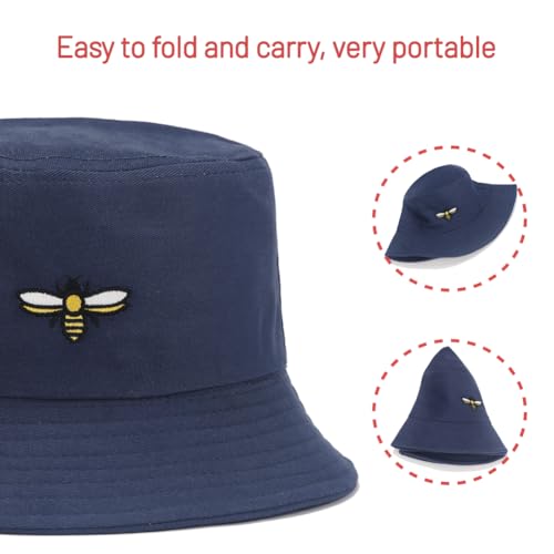 Image of Cotton Bucket Hat for Women Men Summer Travel Sun Beach Bucket Cap, Unisex Outdoor Fisherman Hat