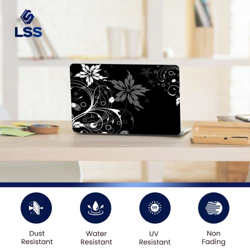 Image of LSS 17 17.3 Inches Laptop Notebook Skin Sticker with 2 Wrist Pads - Reusable Cover Protector Vinyl Sticker Cover Decal Fits 17 inch - 19 inch HP Asus Acer Samsung - Black and White Floral