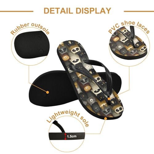 Flip Flop Sandals Cute Animals Print for Women Men Beach Outdoor XS3