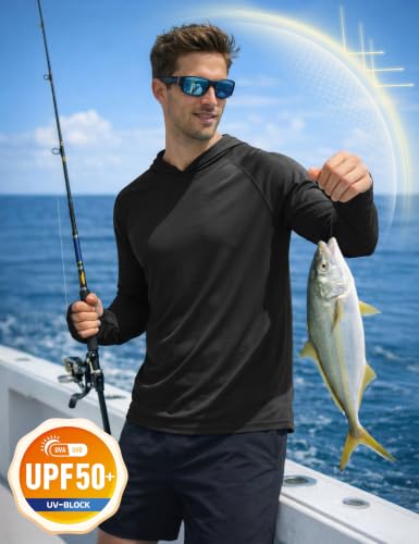 Image of KEFITEVD Men's Sun Hoodie Long Sleeve Fishing UPF 50+ SPF Quick Dry Shirts