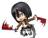NJKDVT Attack On Titan：Mikasa Ackerman 3.9" PVC Changeable Face Nendoroid Action Figure Statues Fig