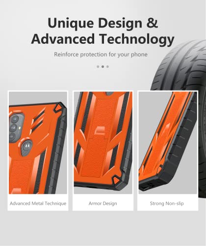 For Motorola Moto G-Power 2022 Case: Protective Rugged G Power Phone Cover With Kickstand | Tpu Shockproof Durable Bumper Textured Matte Hybrid Military Drop Protection Moto G Play 2023 Case - Orange #TOP6