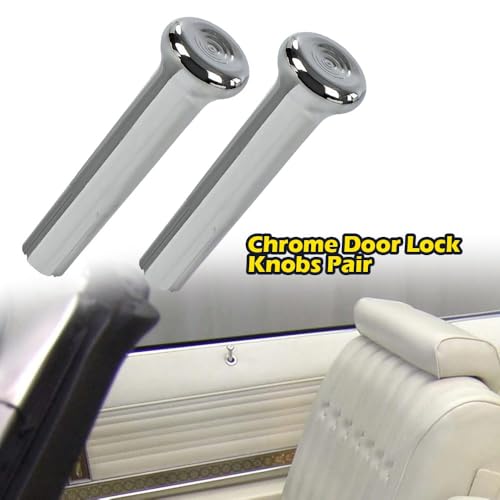 ALLGOOD Car Door Lock Knobs, Compatible with GM 1971-1988 Cars Chrome Ribbed Auto Door Lock Pin Cover Plastic 1Pair