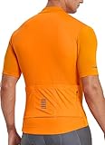 baleaf Men's Cycling Jersey Short Sleeve Full Zip Bike Shirt Pockets Tops Bicycle Biking Breathable Reflective UPF 50+, Orange L