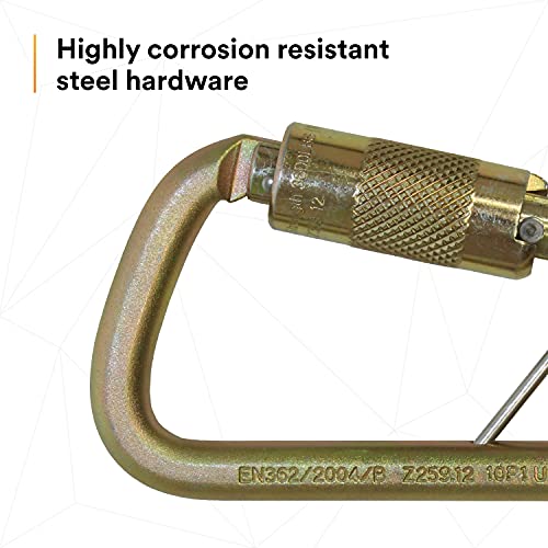 Image of 3M DBI-SALA Saflok 2000117 Carabiner, 11 /16 inch Gate Opening Steel, with Self Closing Locking Gate, Yellow-Zinc