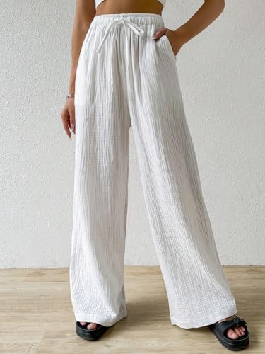 Image of Shasmi Women's Trousers | Wide Leg Casual Pants Featuring a Relaxed Silhouette | Secure fit for All-Day wear | Convenient Side Pockets | Straight-Leg Cut | Elegant Design | Premium (157)