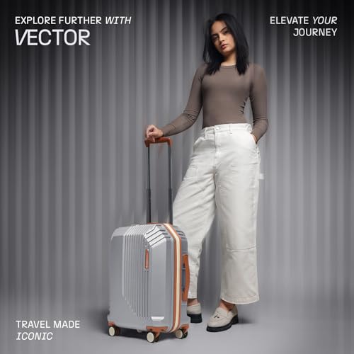 Image of uppercase Vector (Cabin) 55cm, Sustainable Trolley Bag, Hardsided Anti-Scratch 8 Wheel Double Spinner Luggage, TSA Lock & Anti-Theft Zippers, Suitcase for Unisex, 2000 Days Warranty (Silver)