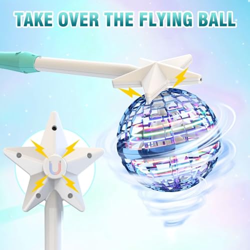 Image of ATHLERIA Blue Flying Orb Ball with Wand,Cosmic Globe Hover Boomerang Mini Drones for Kids,Cool Gadgets Christmas Birthday Gifts Toys for Boy Girl Teens 6 7 8 9 10+ Year Old
