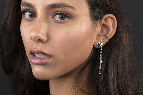 Sterling Silver Faux Conch Hoop Earrings With Simulated Diamonds Cartilage Ear Cuff For Non Pierced Ears #TOP2