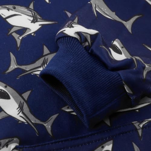 Image of Akyzic Baby Boys Dinosaurs Hoodie Boys Shark Pullover with Pocket Kids Truck Warm Sweatshirt Sweater