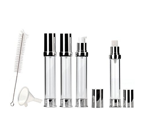AUCH Airless Pump and Spray Bottle Refillable Travel Set/ Cosmetic Containers - 6 Pcs