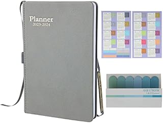 A5 Week to View Diary - 18 Month Diary Planner From Jan. 2023 to Jun.2024, Productivity A5 Daily Planner, Weekly & Month Planner with Leather Cover, Pen Loop, Inner Pocket