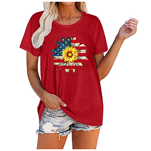 Sayhi Womens Casual Tunics Blouses Independence Day Printed Blouse T-Shirt O Neck Short Sleeve Tops (F-Red,S) Sayhi Womens Casual Tunics Blouses Independence Day Printed Blouse T-Shirt O Neck Short Sleeve Tops (F-Red,S)