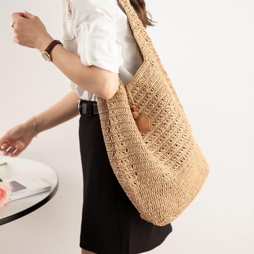 Bolso Tote de paja para mujer verano playa miniatura 3