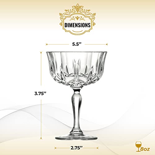 HISTORY COMPANY Newport Social Season Crystal Cocktail Coupe Vintage-Inspired 2-Piece Set for Craft Cocktails (Gift Box Collection)