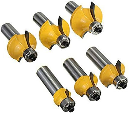 Router Bit Roundover Edging Tool Kit, 1/2" Shank Corner Rounding Edge-forming Cutter for Woodworking, 6 Assorted Size Set