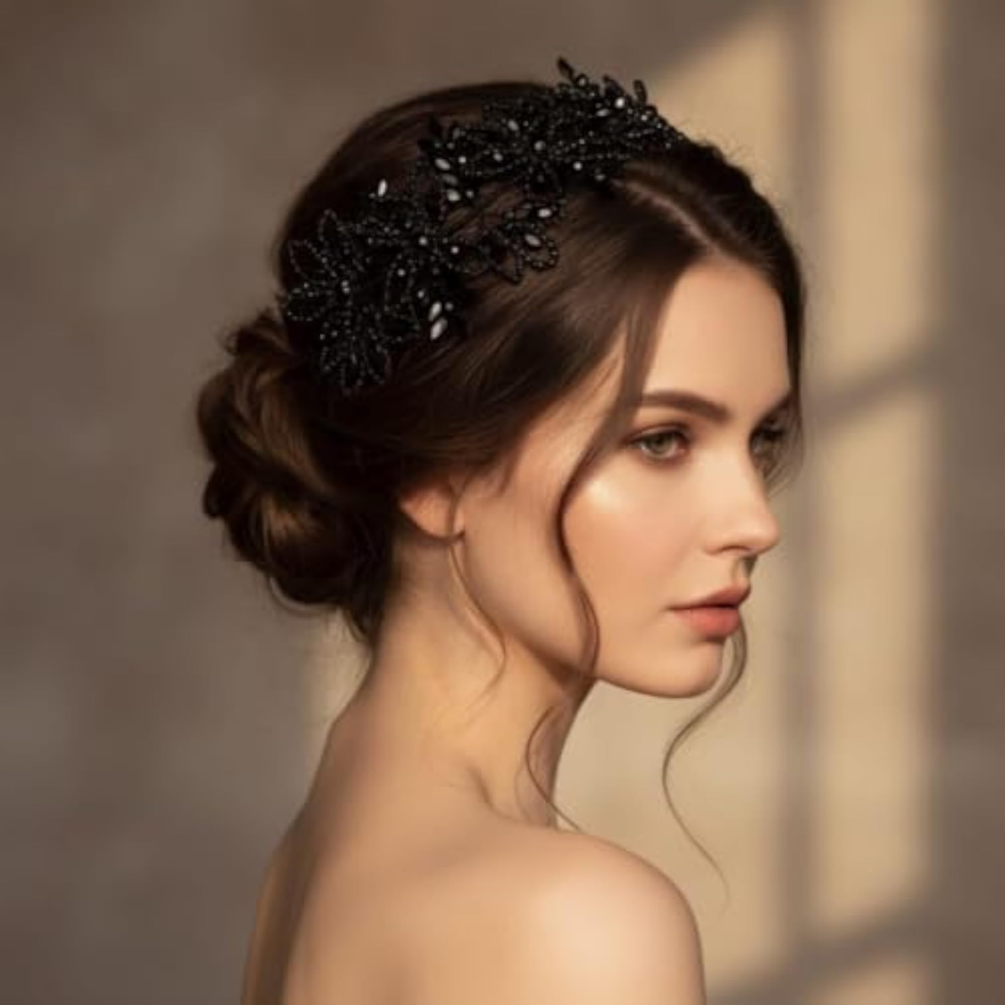 Rhinestone Headband with Hairpin, Ornate Crown