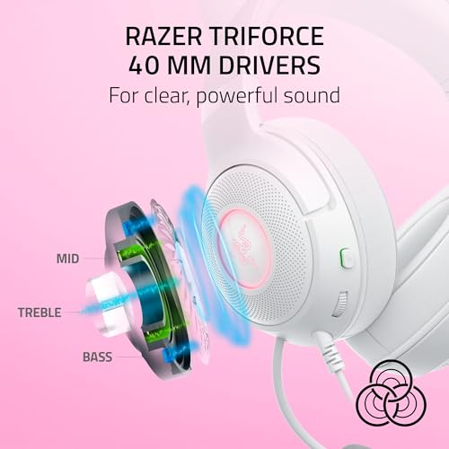 Image of Razer Kraken Kitty V2 USB Wired Headset: Chroma RGB Kitty Ears - Stream Reactive Lighting - HyperClear Cardioid Mic - 40 mm Drivers - 7.1 Surround Sound - Comfortable Ear Cushions - White