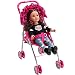 HUSHLILYÂ® - Foldable Baby Doll Stroller with Smooth Rolling Wheels with Adjustable Canopy & Basket - Pink & Black Polka Dots
