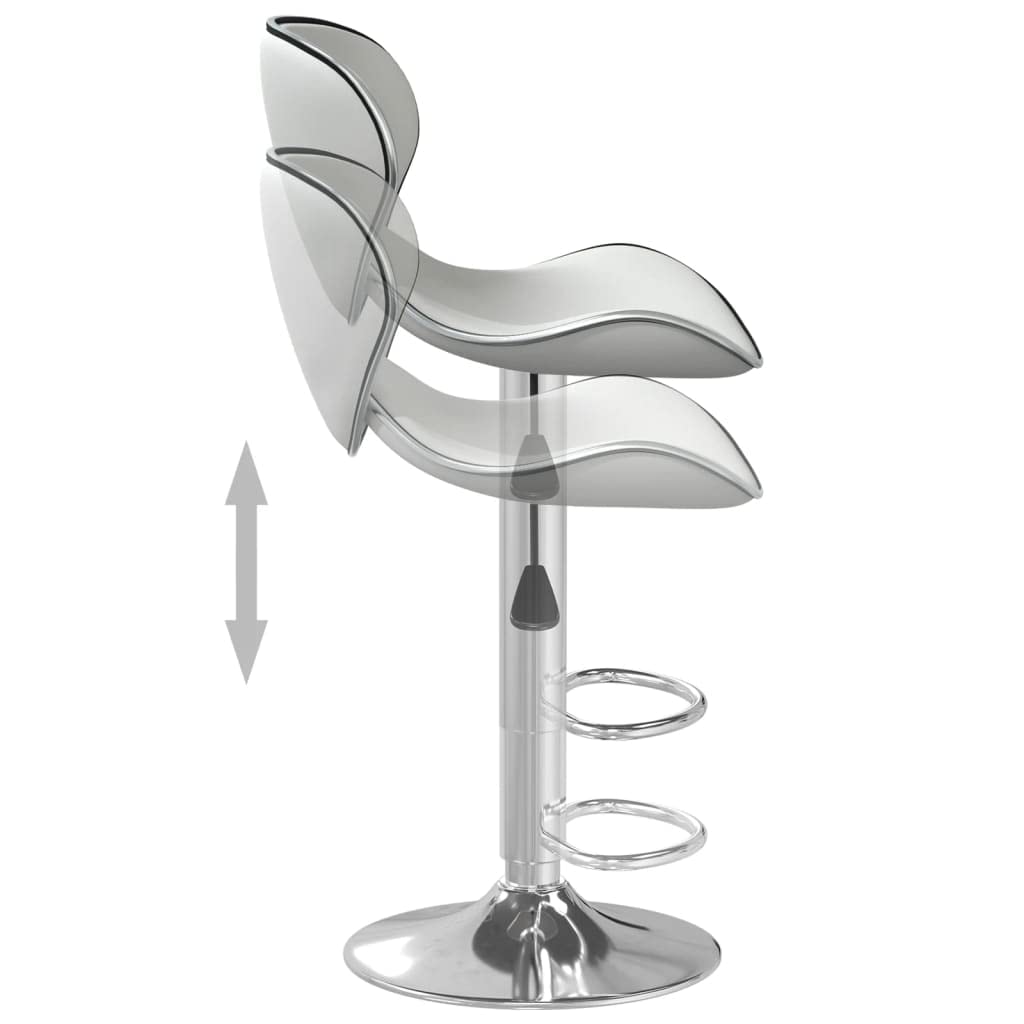 Taboret barowy biała sztuczna skóra z podnóżkiem, obrotowy i z regulacją wysokości, stal chromowana, 45,5 x 45 x 80 – 101 cm, idealny do kuchni, jadalni, baru, baru, baru, baru, salonu