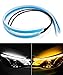 A4S AUTOMOTIVE & ACCESSORIES Set Of 2 Sequential Flow Universal Ultra-Fine 60Cm Drl|Daytime Running Light|Flexible|Soft|Tube Guide Car Led Strip|White And Yellow Color|
