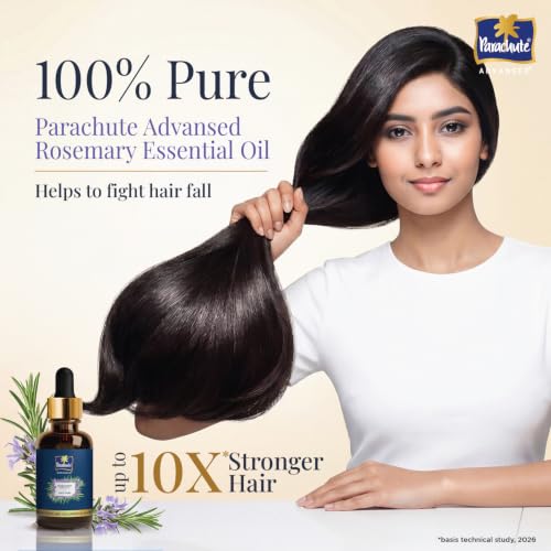 Image of Parachute Advansed Rosemary Essential Oil 30ml| 100% Pure | for Thick & Voluminous Hair | Moisturises dry hair, Reduces hair breakage, Improves hair Resilience, Promotes Healthy-Looking Hair