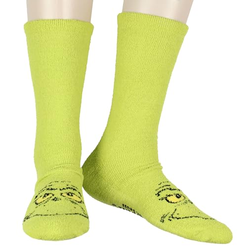 Image of The Grinch Slipper Socks Matching Family Character Fuzzy Holiday Gripper Socks