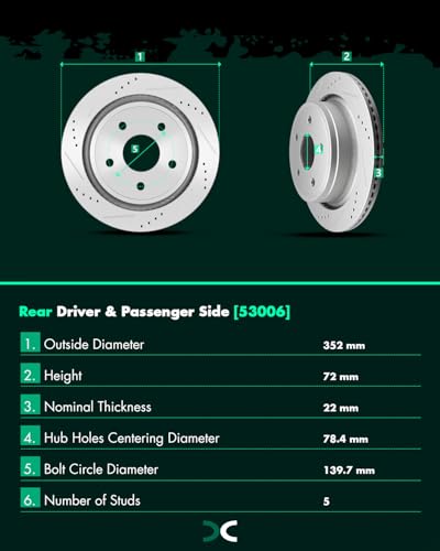 Image of SCITOO Rear Brake Kits Slotted Brakes Rotor Brakes Pads:53006;D967