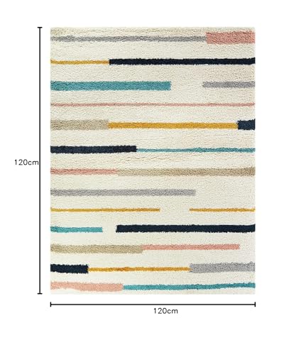 Image of Modern Soft 3D Shaggy Fur Carpets for Living Room Thick Fluffy Rugs for Bedroom, 4x4 Feet Square Multi Color