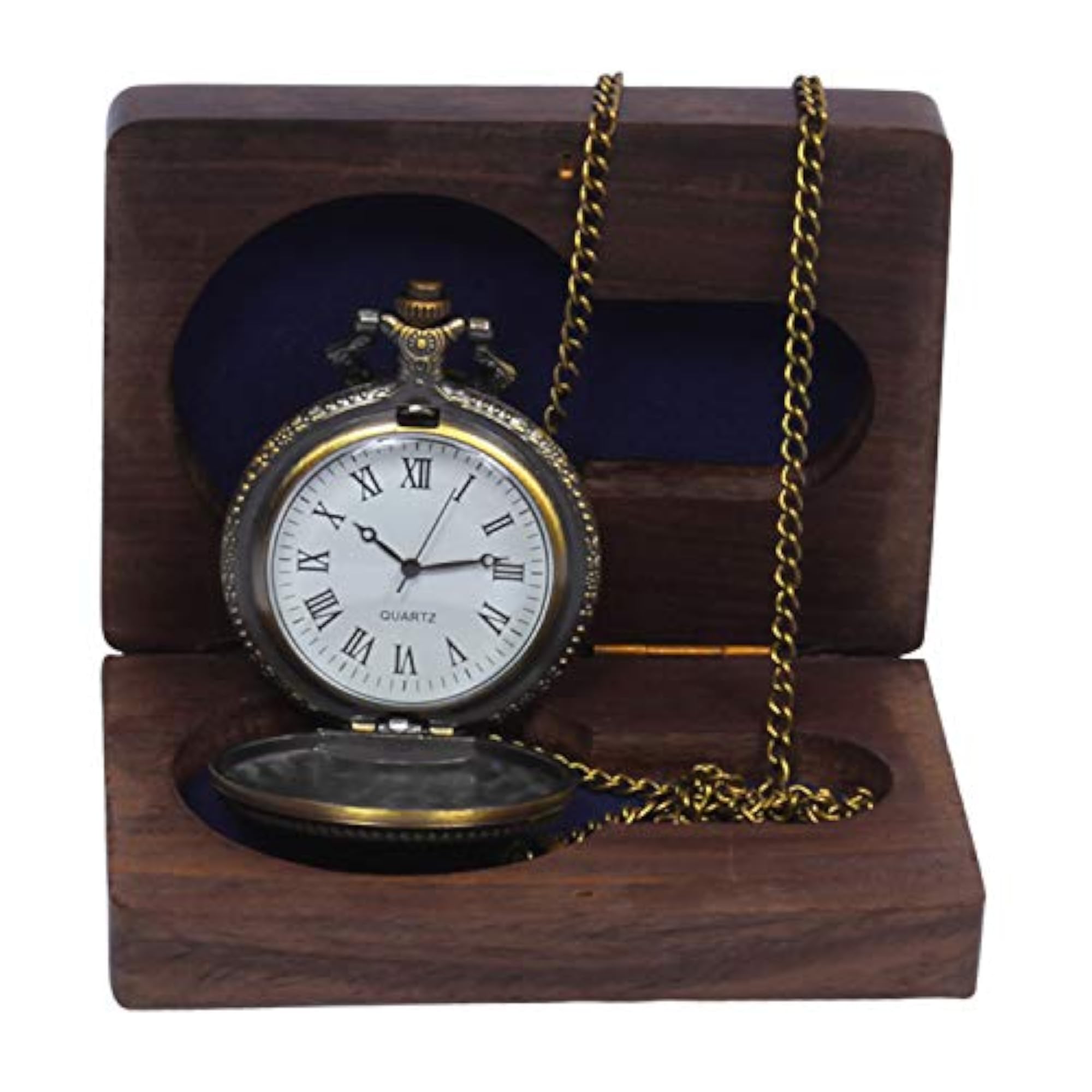 US Navy Military Design Pocket Watch with Chain, Gift Box