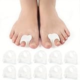 10Pcs Gel Toe Separators for Overlapping Toes, Bunions, Big Toe Alignment, Corrector and Spacer (White)