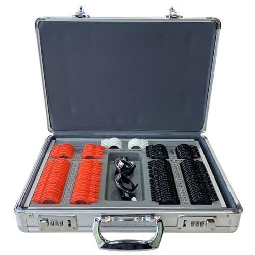 1. Questo set completo comprende 104 lenti di prova in plastica resistente, progettate per garantire la precisione nelle misurazioni diottriche e caratterizzate da un'elevata trasmissione della luce, essenziale per optometristi e oculisti.