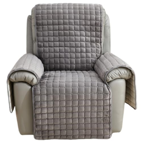 Silla individual acolchada con funda de felpa premium gris protector de sofá 2