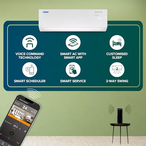 Image of Blue Star 1 Ton 3 Star, Smart Inverter Split AC (Copper, Convertible 5 in 1 Cooling, Multi Sensors, Blue Fins, Self Diagnosis, ID312YNUS, White)