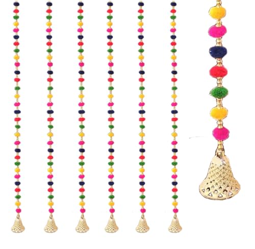 Tia Crafts Pom Pom Bead Toran for Main Door, 1 Metre Multi-Colour...
