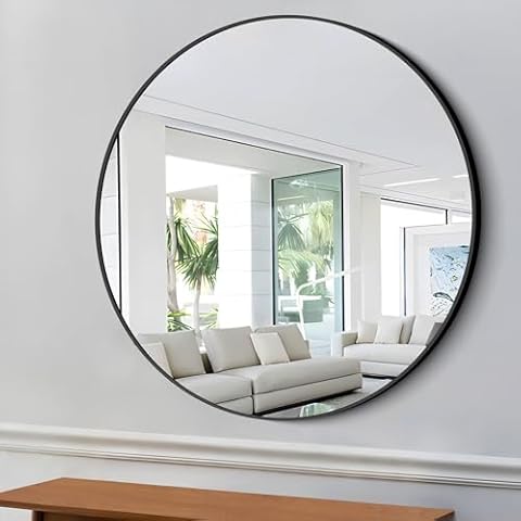 20 inch Black Circle Mirror for Wall,Round Mirror for Wall Decor, Round Wall Mirror Metal Frame,Round Mirror,Circle Mirrors for Wall Decor, Living Room, Bedroom, Vanity, Entryway, Hallway Cover