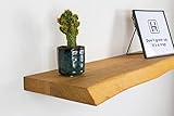 Baumstamm Wandregal Eichenholz, schwebendes Wandregal, inklusive Montagesatz, Transparant geölt, 40cm dick, 20cm breit, 120cm länge, OAKcreators, Handgefertigt in Holland
