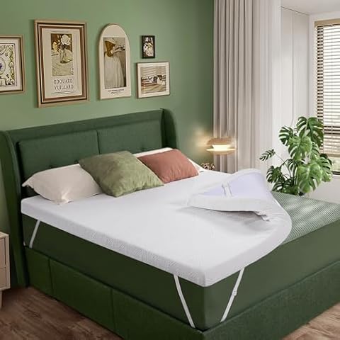 BedsPick Full Mattress Topper, 3 Inch Cooling Gel Memory Foam Mattress Topper, with Soft Bamboo Cover, Foam Mattress Pad for Back Pain, Non-Slip Design, CertiPUR-US Certified