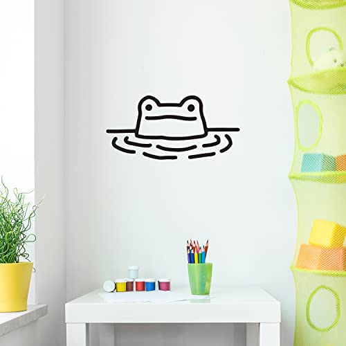 Image of Vinyl Wall Art Decal - Cute Frog - 13" x 27" - Trendy Inspirational Quote Animal Design Sticker for Children Bedroom Home Baby Nursery Daycare Kids Room Decor (Black)