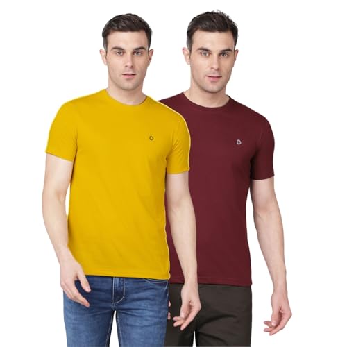 Image of Dollar Super Combed Cotton Mens Assorted Pack of 2 Solid T-Shirt