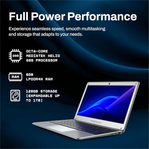 Image of Primebook 2 Neo (2026) | 6GB RAM, 128GB Storage (Upgradable Upto 512GB) | MediaTek Helio G99 | Android 15 (PrimeOS3.0) | in-Built AI | 11.6 inch Thin & Light Laptop | Type-C, USB, MicroSD Ports