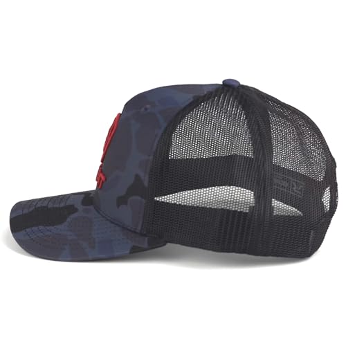 Image of ARIAT Men's Navy Camo Richardson 112 Trucker Cap with Red 3D Embroidered Logo