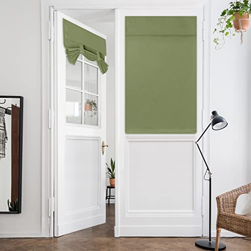 HOMEIDEAS Sage Green Blackout and Privacy French Door Window Curtains,