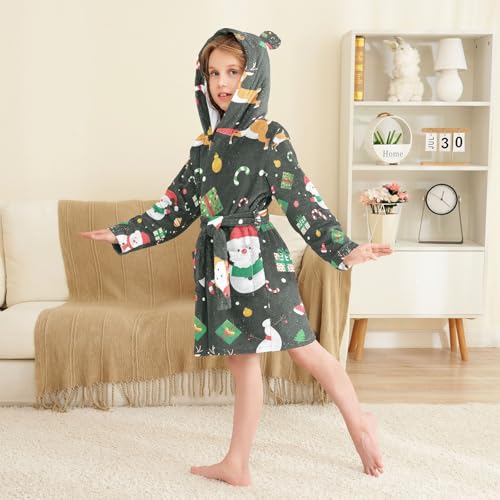 GuoChe Christmas Santa Hooded Pajama Robe For Girls 4-63