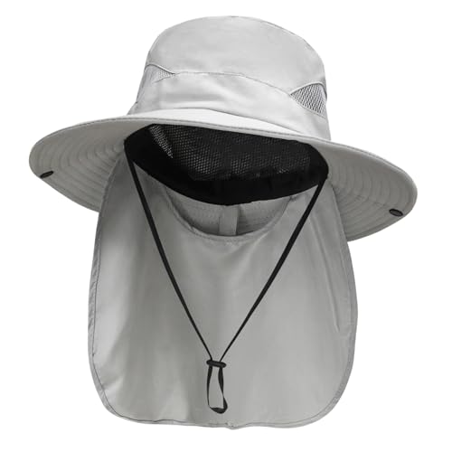 Image of NPJY Sun Fishing Hats with Neck Flap for Men Women UV Sun Protection Safari Hat Wide Brim Bucket Hat